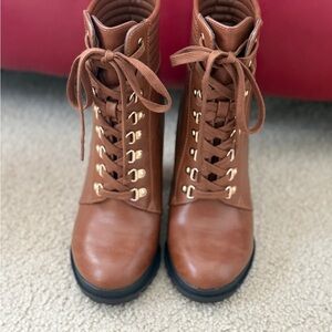 Brown Lace-Up Ankle Boots